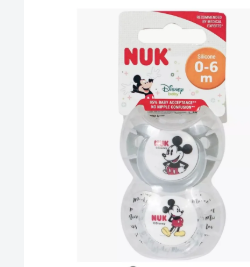 Nuk Succhietto Mickey in Silicone 0-6 Mesi 2 Pz. Grigio